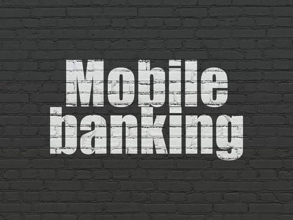 Concept d'argent : Mobile Banking sur fond de mur — Photo
