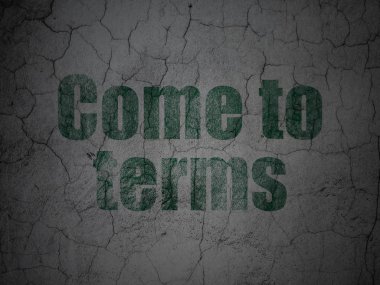 Hukuk kavramı: koşulları için grunge duvar arka plan üzerinde gelmek