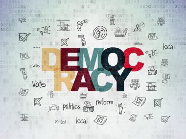 Politics concept: Democracy on Digital Paper background