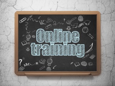 Learning concept: Online Training on School Board background