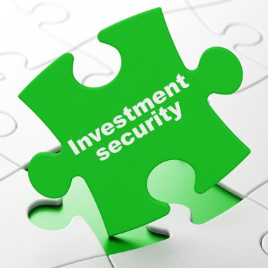 Safety concept: Investment Security on puzzle background