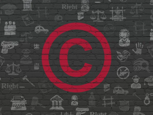 Law concept: Copyright on wall background — Stock Photo, Image