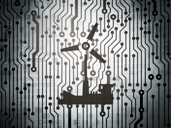 Manufacuring concept: circuit board with Windmill — Stok fotoğraf