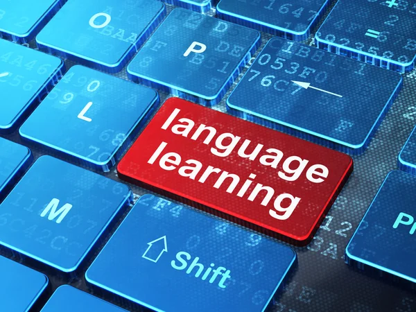 Concept d'apprentissage : Apprentissage des langues sur fond de clavier informatique — Photo