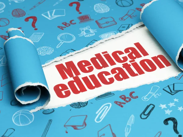 Studying concept: red text Medical Education under the piece of  torn paper — Stockfoto