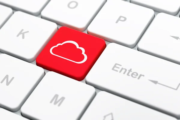 Concept de Cloud Computing : Cloud sur fond de clavier d'ordinateur — Photo