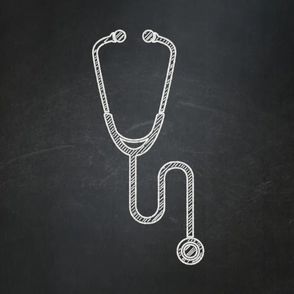 Health concept: Stethoscope on chalkboard background — Stok fotoğraf