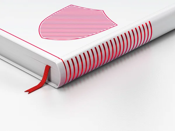 Privacy concept: libro chiuso, Scudo su sfondo bianco — Foto Stock