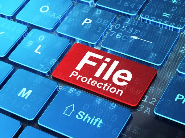 Conceito de segurança: Proteção de arquivos no fundo do teclado do computador — Fotografia de Stock