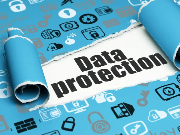 Datenschutz-Konzept: Schwarzer Text-Datenschutz unter zerrissenem Papier — Stockfoto