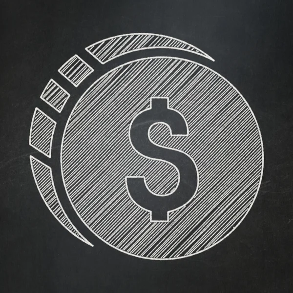 Money concept: Dollar Coin on chalkboard background — Stock Photo, Image