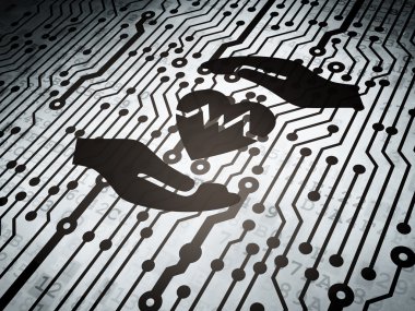 Insurance concept: circuit board with Heart And Palm