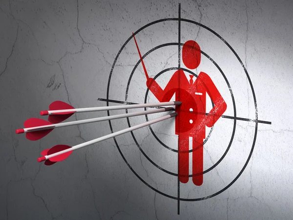 Studying concept: arrows in Teacher target on wall background — Stock Photo, Image