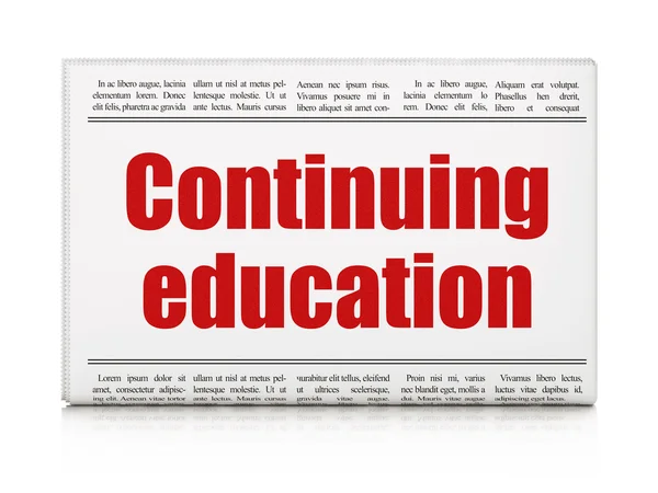 Conceito de educação: manchete de jornal Educação Continuada — Fotografia de Stock
