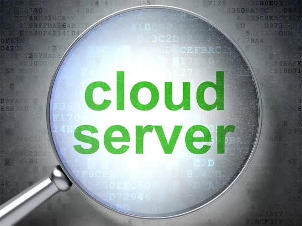 Cloud computing koncept: Cloud Server med optisk glas - Stock-foto