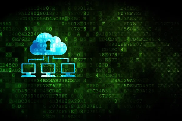 Концепція хмарних технологій: хмарна мережа на цифровому фоні — стокове фото