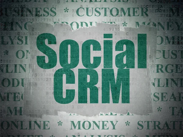 Conceito de marketing: CRM social em fundo de papel digital — Fotografia de Stock