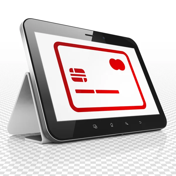 Financiën concept: Tablet PC met Credit Card op display — Stockfoto