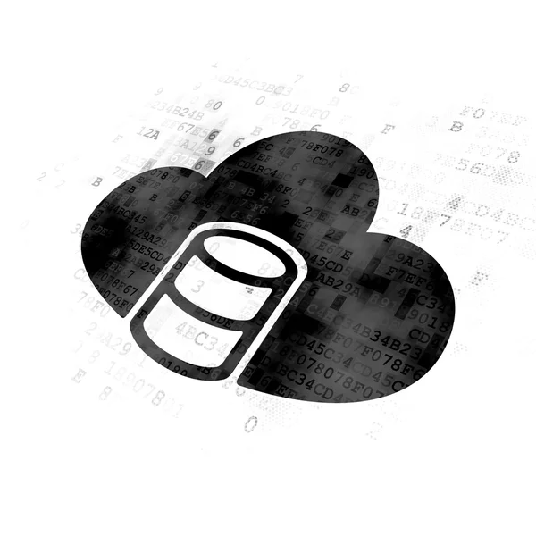 Datenbankkonzept: Datenbank mit Cloud auf digitalem Hintergrund — Stockfoto