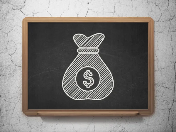 Business concept: Money Bag on chalkboard background — Zdjęcie stockowe