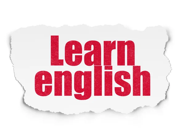 Education concept: Learn English on Torn Paper background — Stock Photo, Image