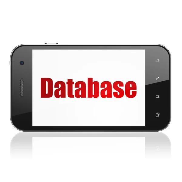 Softwarekonzept: Smartphone mit Datenbank auf dem Display — Stockfoto