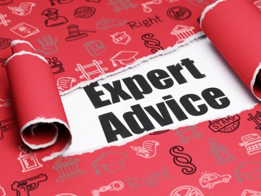 Law concept: black text Expert Advice under the piece of  torn paper