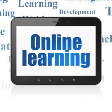 Eğitim kavramı: Tablet bilgisayar ile ekranda Online öğrenme