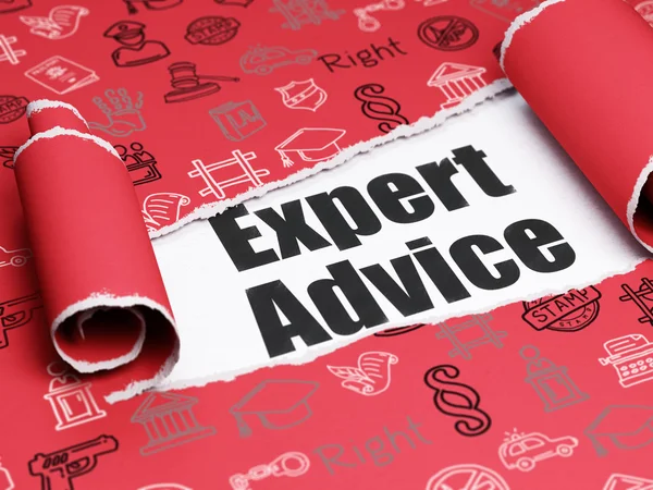 Law concept: black text Expert Advice under the piece of  torn paper — Stockfoto