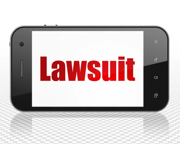 Zákon koncept: Smartphone s žalobu na displeji — Stock fotografie