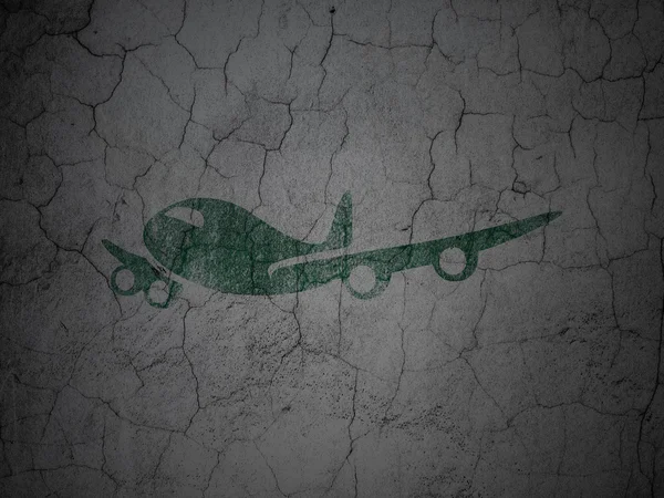 Concepto de vacaciones: Avión sobre fondo de pared grunge — Foto de Stock