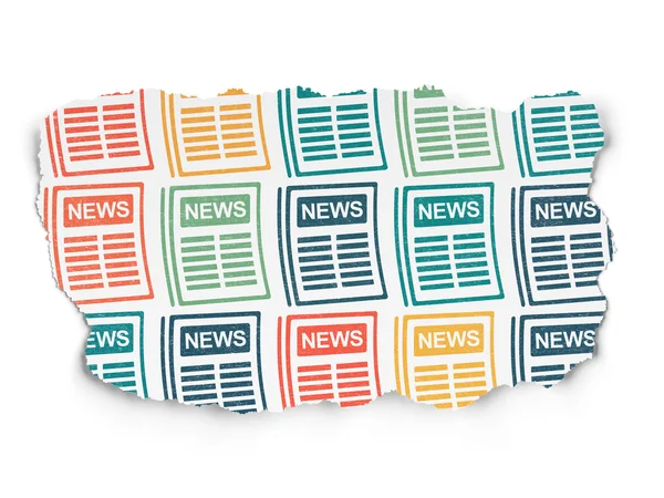 News concept: Newspaper icons on Torn Paper background — Stock Photo, Image