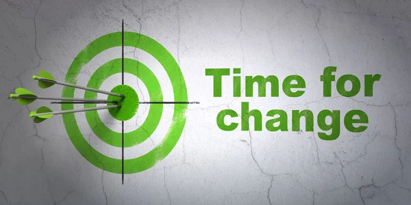 Timeline concept: target and Time for Change on wall background — Stok fotoğraf