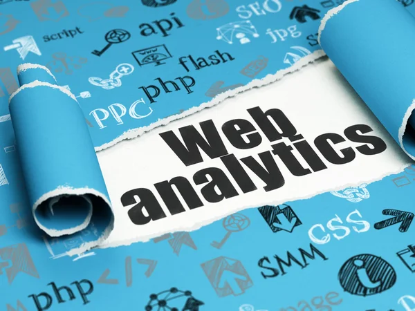 Conceito de Web design: texto preto Web Analytics sob o pedaço de papel rasgado — Fotografia de Stock