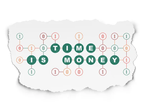 Concepto financiero: El tiempo es dinero en el fondo de papel roto —  Fotos de Stock