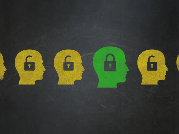 Privacy concept: head with padlock icon on School Board background — ストック写真