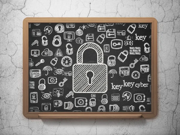 Privacy concept: Closed Padlock on School Board background — Stock Photo, Image