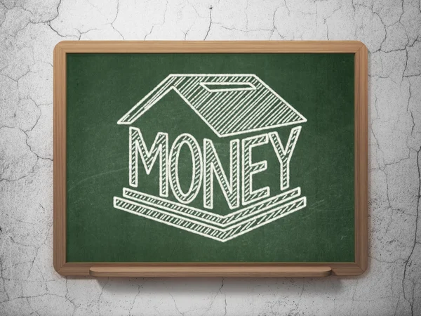 Geld concept: spaarpot op schoolbord achtergrond — Stockfoto