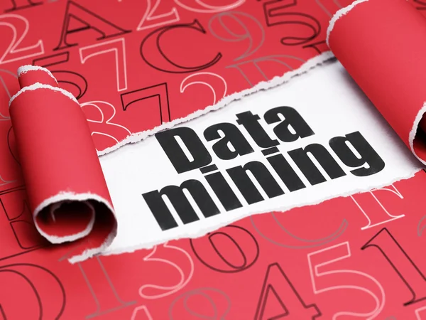 Concepto de información: texto negro Data Mining bajo el pedazo de papel roto — Foto de Stock