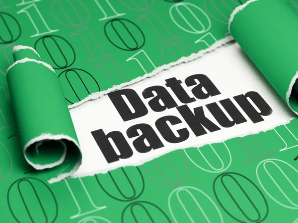 Conceito de informação: texto preto Data Backup sob o pedaço de papel rasgado — Fotografia de Stock