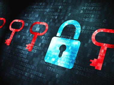 Security concept: Padlock And Key on digital background