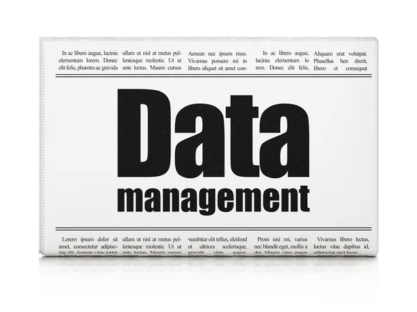 Concepto de datos: titular del periódico Gestión de datos —  Fotos de Stock