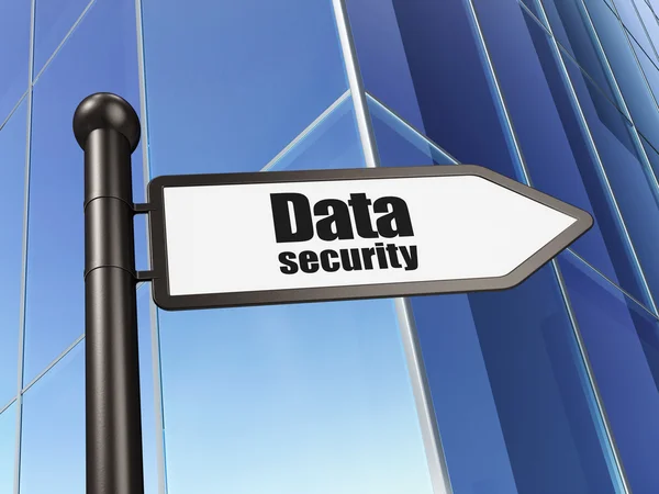 Концепция безопасности: подпись Защита данных на фоне здания — стоковое фото