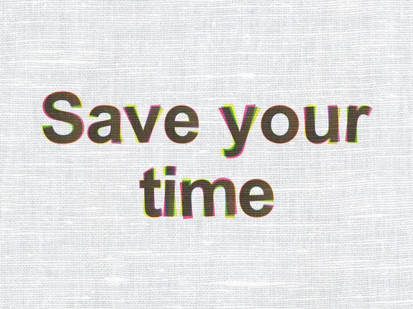 Concepto de línea de tiempo: Ahorre su tiempo en el fondo de textura de tela — Foto de Stock