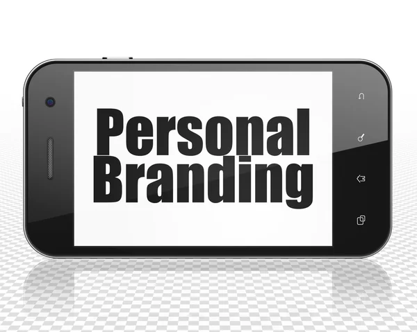 Marketingkonzept: Smartphone mit persönlichem Branding auf dem Display — Stockfoto
