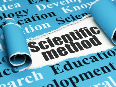Science concept: black text Scientific Method under the piece of  torn paper