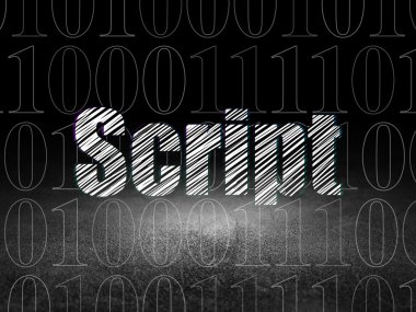 Programlama kavramı: grunge karanlık odada komut dosyası
