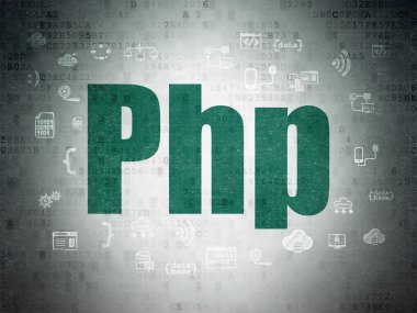 Database concept: Php on Digital Paper background