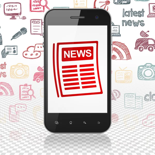 News concept: Smartphone with Newspaper on display — Zdjęcie stockowe