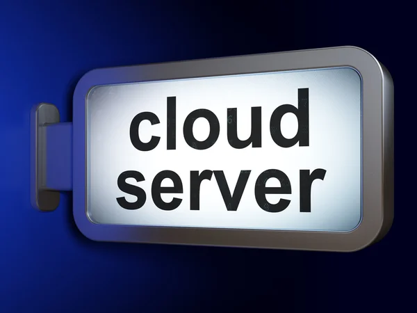 Концепция создания облачных сетей: Облачный сервер на фоне рекламного щита — стоковое фото
